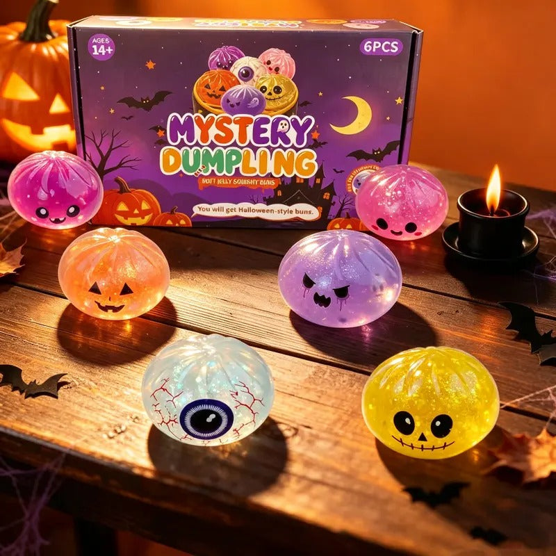 Mystery Dumpling Soft Jelly Squishy Buns – 6PCS Halloween Mystery Set