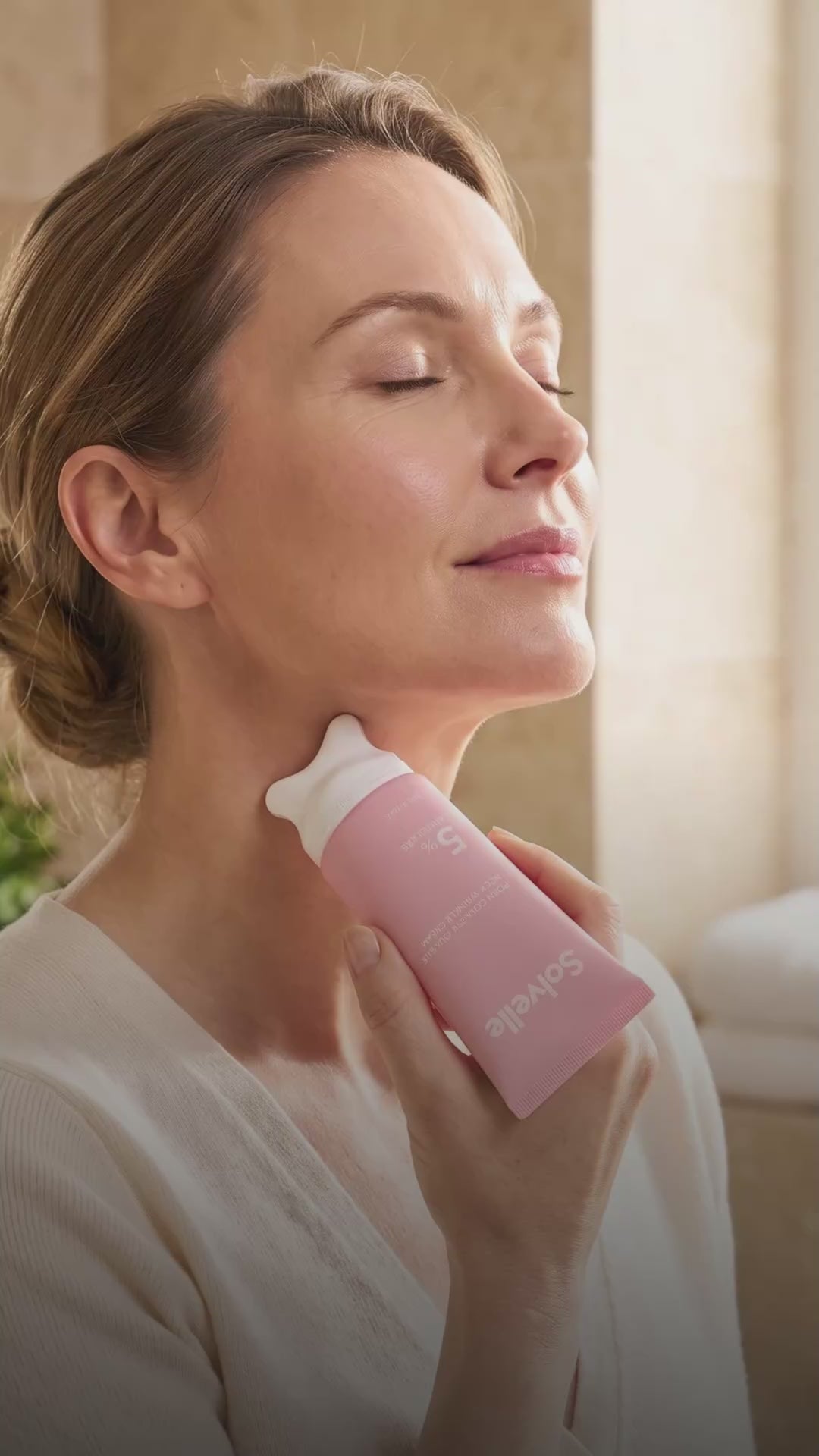 Solvelle neck cream: the gua sha built into the tube. Twist, glide, done.