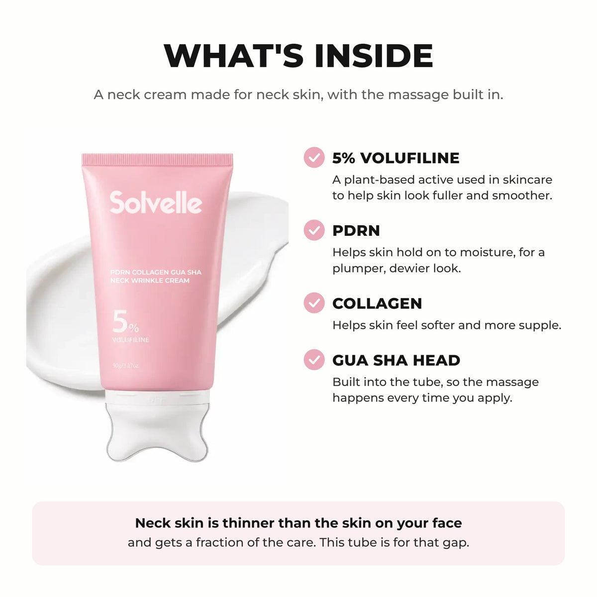 What's inside: 5% Volufiline, PDRN, collagen and a built-in gua sha head